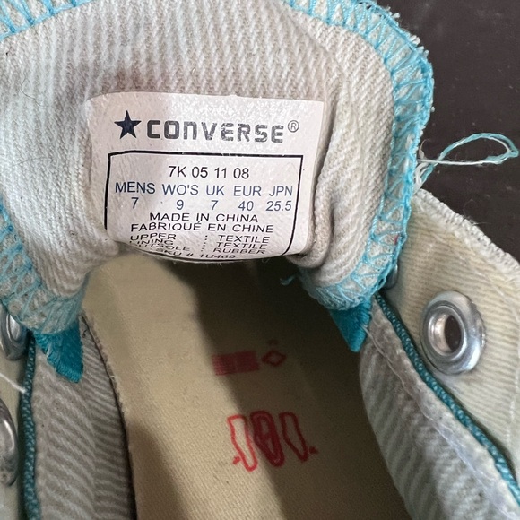 Converse distressed low top no laces womens size 9, Tiffany blue colour - Picture 5 of 5